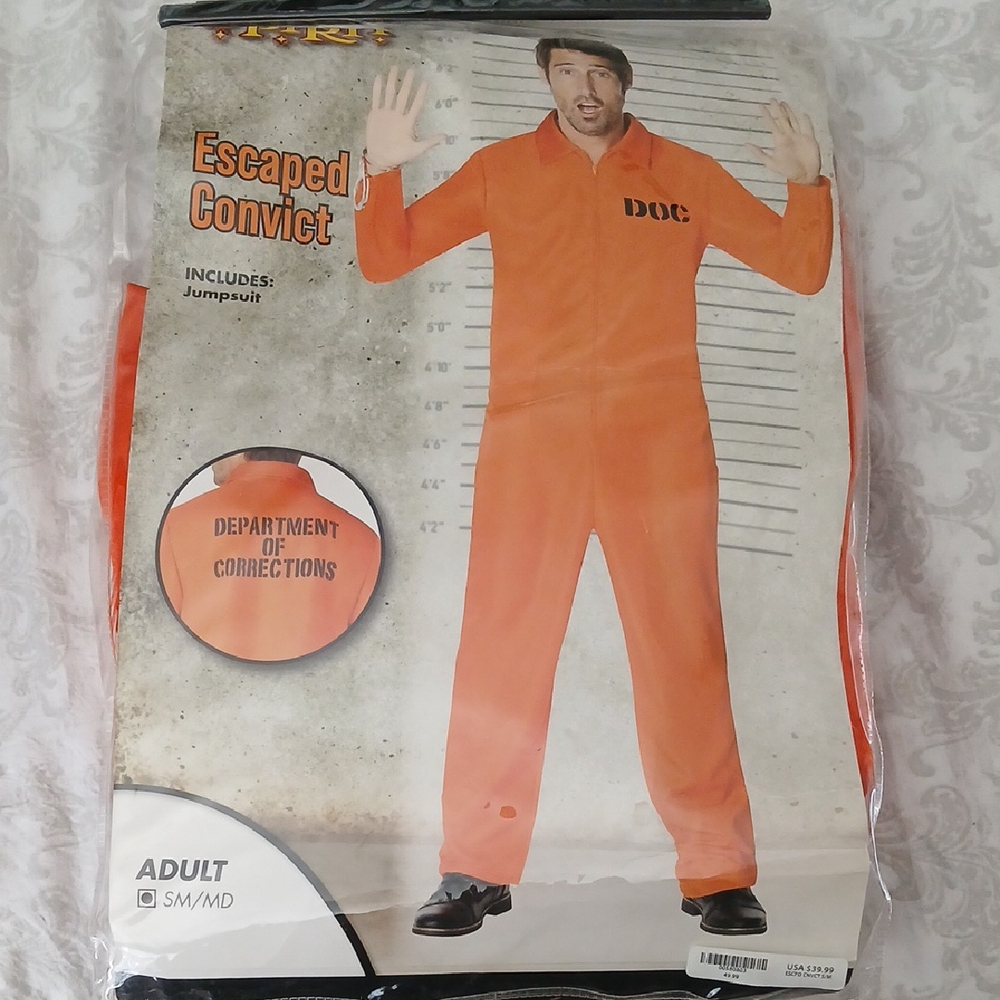 Orange Prisoner Costume Jumpsuit